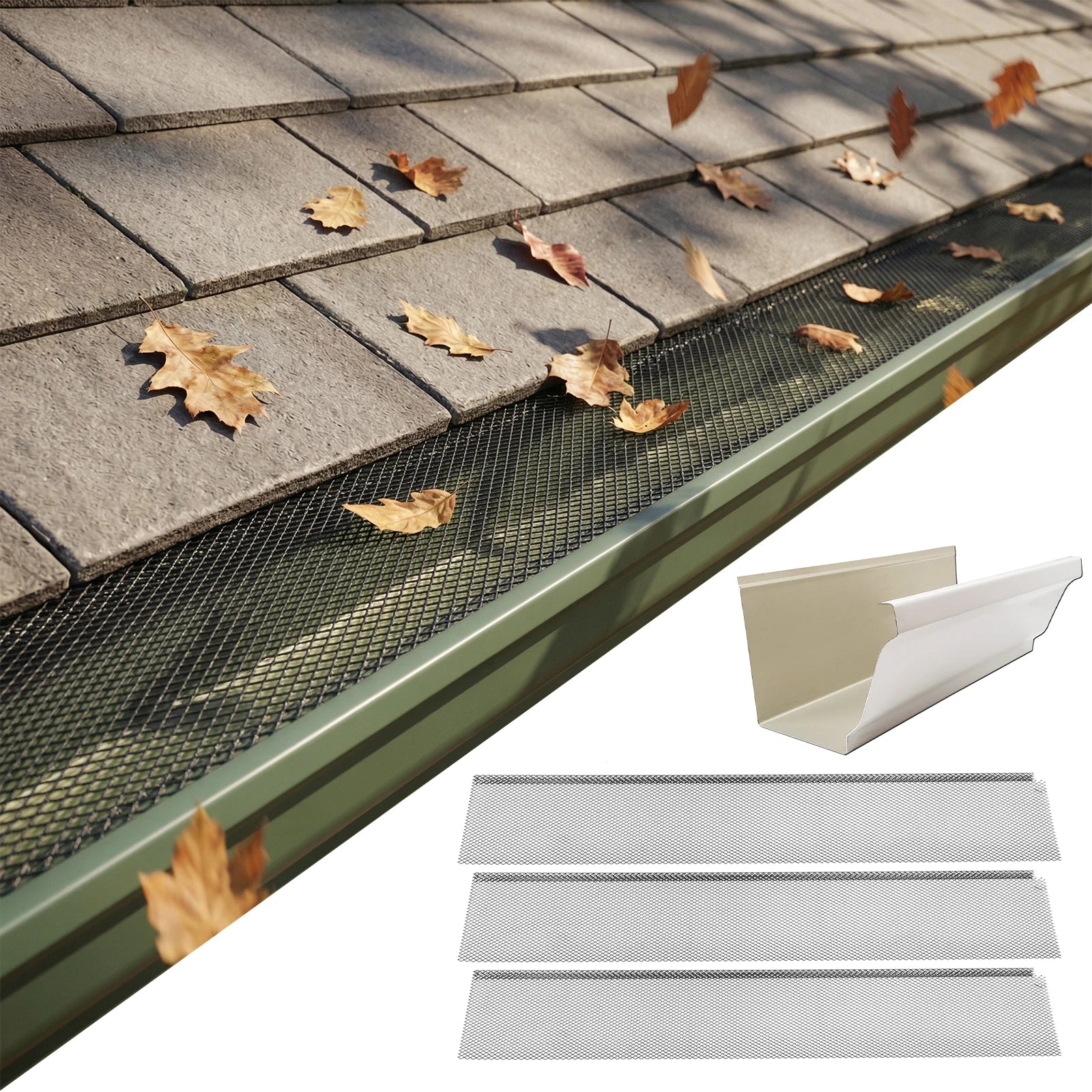 Micro Mesh Gutter Guard Roll, 70-Piece Stainless Steel Leaf Filter for Downspouts