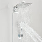Rain Shower Head Combo 8–12 Inch with Adjustable Extension Arm and 3-Way Handheld Spray