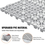Interlocking Drainage Floor Tiles 12x12 Inch, Soft PVC Non-Slip Gray, 50-Piece Set