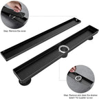 24 Inch Matte Black Linear Shower Drain, Dual Tile Insert cUPC Certified 304 Stainless Steel