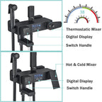 4-Way Thermostatic Shower Faucet with Digital Display and Shelf