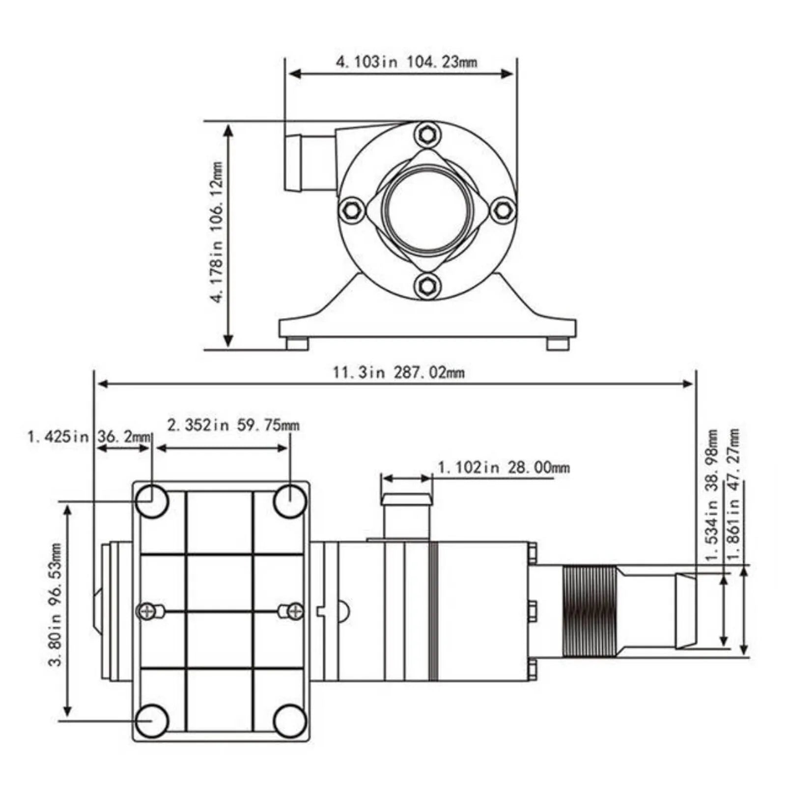 RV Waste Macerator Pump, PA66 and Glass Fiber Construction, 1 M Suction and 3 M Head