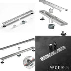 28 Inch Linear Shower Drain, Brushed Stainless Steel with Fast Drainage and Hair Strainer