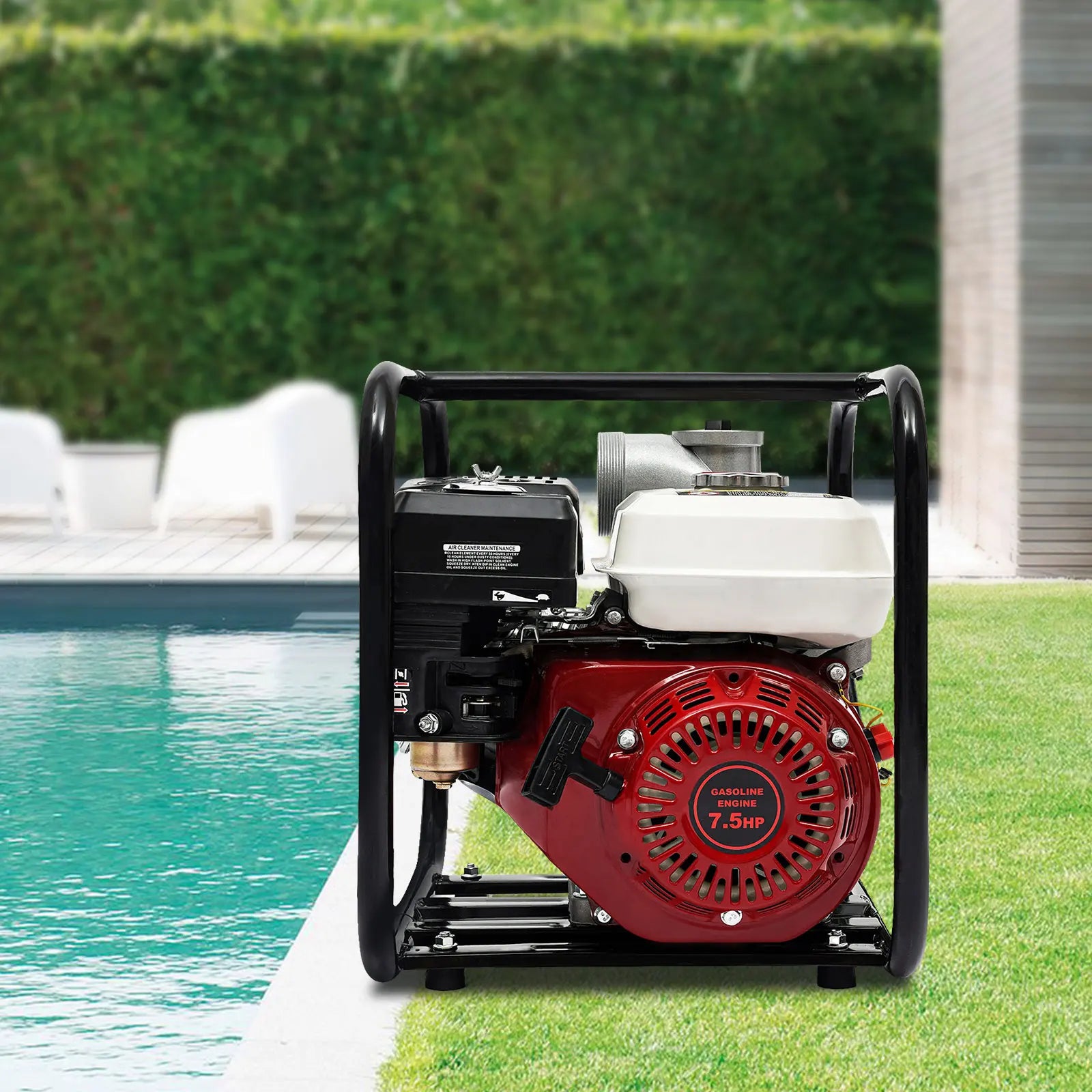 7.5 HP 4-Stroke Gasoline Water Transfer Pump, 1.18 In Suction for Farm Irrigation and Drainage