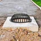 Round Dome Drainage Grate with Frame, Overflow Relief Gully for Garden, Yard and Lawn