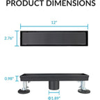 12 Inch Linear Shower Drain, Matte Black Tile Insert 304 Stainless Steel with Hair Strainer