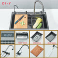 Waterfall Kitchen Sink with Digital Display, Stainless Steel