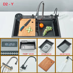 Waterfall Kitchen Sink with Digital Display, Stainless Steel