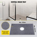 Adjustable Watertight Shower Curb 38x60 in with PVC Flange and Steel Drain Cover