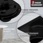 4 Inch Low-Profile Square Shower Drain Kit, Matte Black 304 Stainless Steel with ABS Flange