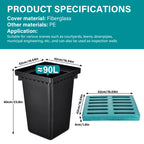 Catch Basin Drain 16.5x16.5x24 Inch with Grate and Debris Basket for Yard, Patio and Driveway