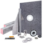 Adjustable Watertight Shower Curb 38x60 in with PVC Flange and Steel Drain Cover