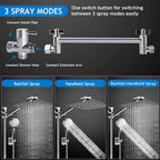 Rain Shower Head Combo 8–12 Inch with Adjustable Extension Arm and 3-Way Handheld Spray