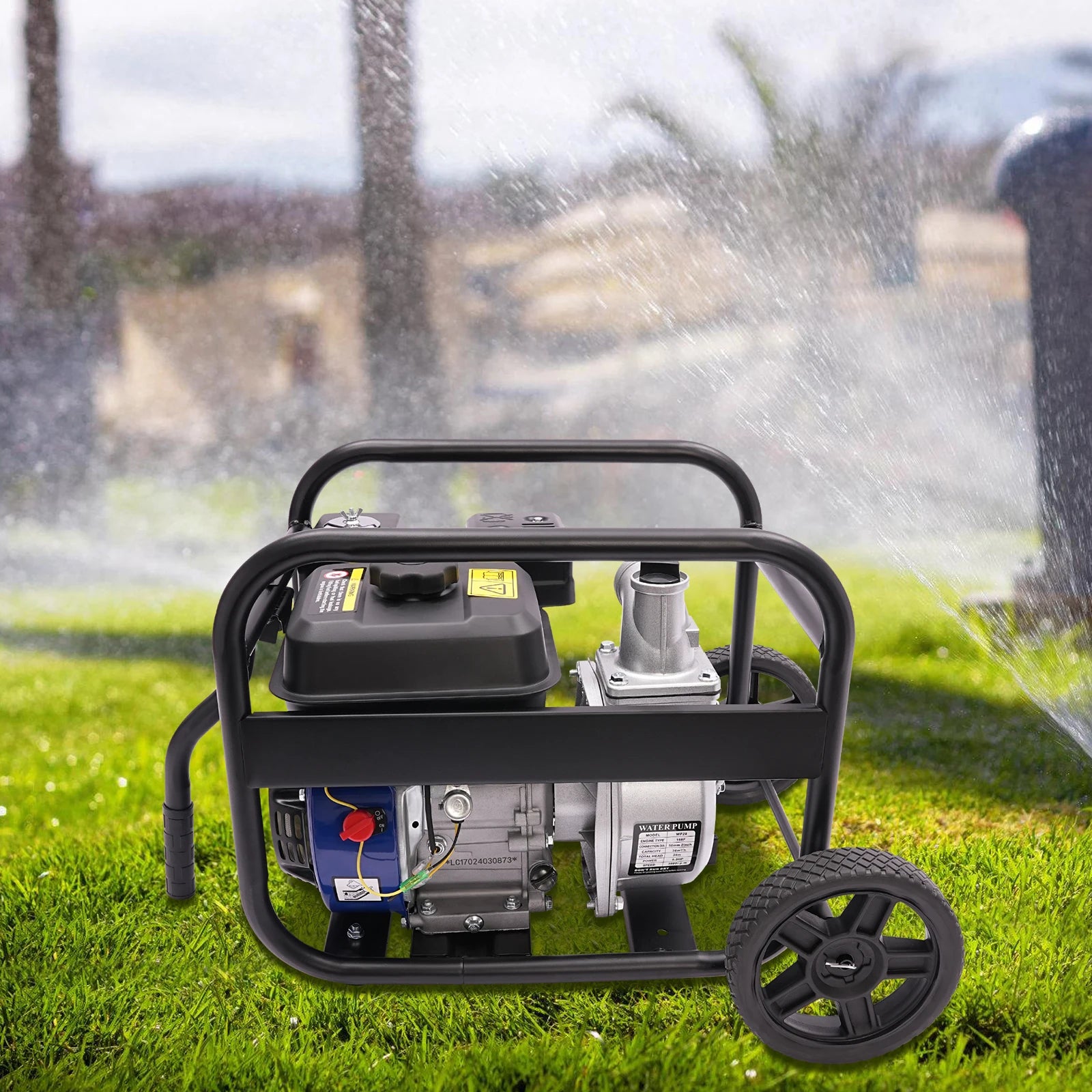 6.5 HP Gasoline Water Pump with Handle and Wheels for Agricultural Irrigation and Drainage