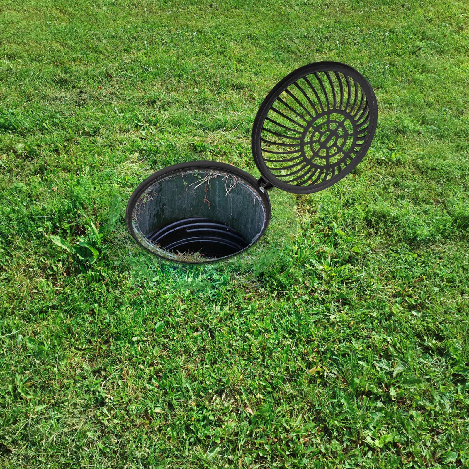 Round Dome Drainage Grate with Frame, Overflow Relief Gully for Garden, Yard and Lawn