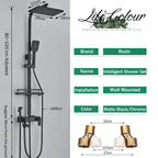 4-Way Thermostatic Shower Faucet with Digital Display and Shelf