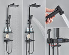 4-Way Thermostatic Shower Faucet with Digital Display and Shelf