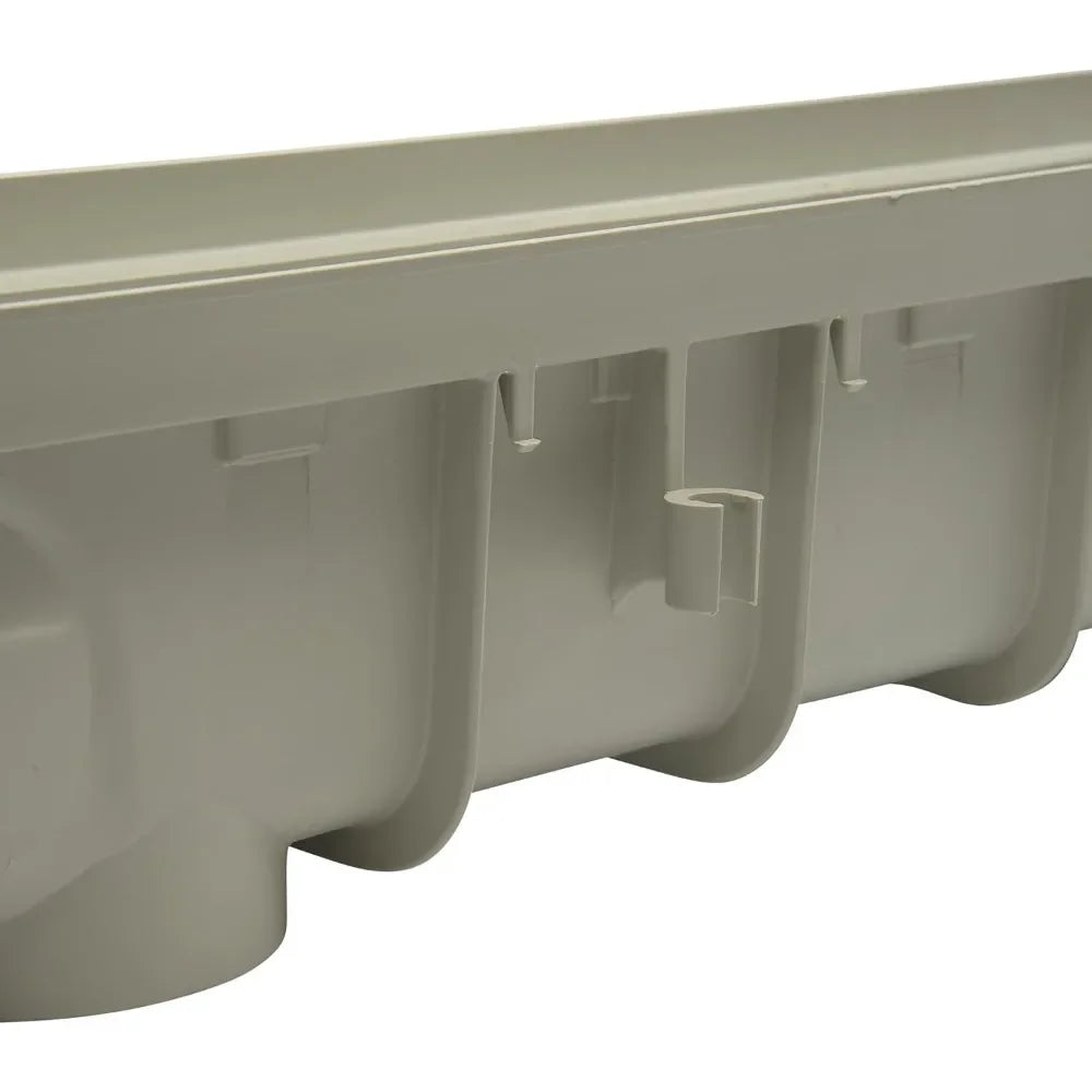 Deep Profile Channel Drain Kit 5 Inch with Galvanized Steel Grates, End Caps and Outlet, 39 In