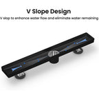 24 Inch Matte Black Linear Shower Drain, Dual Tile Insert cUPC Certified 304 Stainless Steel