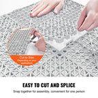 Interlocking Drainage Floor Tiles 12x12 Inch, Soft PVC Non-Slip Gray, 50-Piece Set