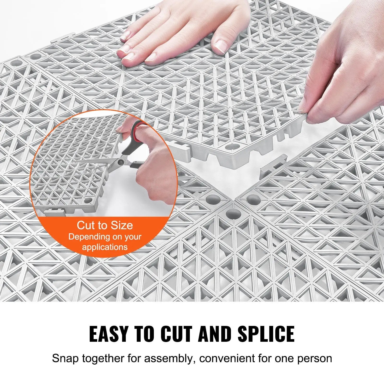 Interlocking Drainage Floor Tiles 12x12 Inch, Soft PVC Non-Slip Gray, 50-Piece Set