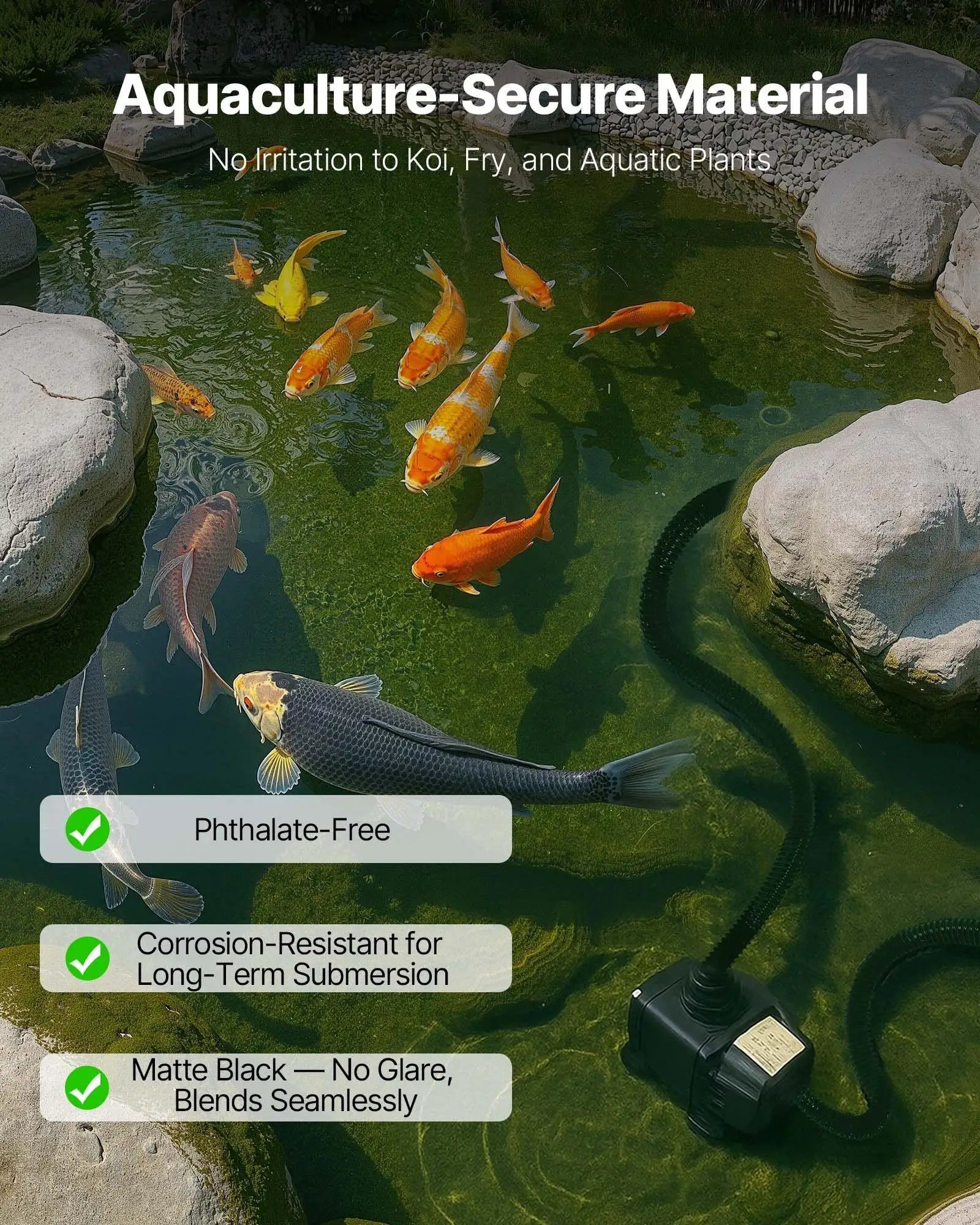 Flexible Black PVC Corrugated Tubing 21 Ft, 1 Inch ID for Pond Drainage, Filters and Fountains