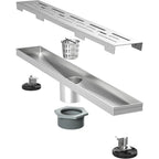 28 Inch Linear Shower Drain, Brushed Stainless Steel with Fast Drainage and Hair Strainer