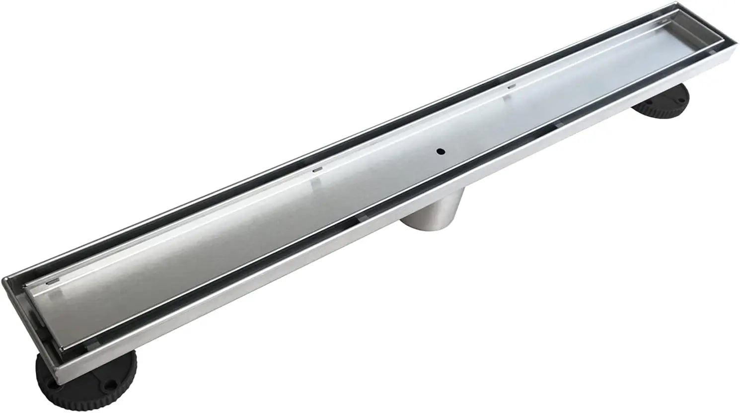 24 Inch Linear Shower Drain with Tile Insert Grate, Brushed Stainless Steel
