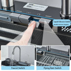 Waterfall Kitchen Sink with Digital Display, Stainless Steel