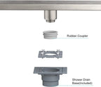 28 Inch Linear Shower Drain with Base, cUPC Certified 304 Stainless Steel with Removable Cover and Hair Strainer