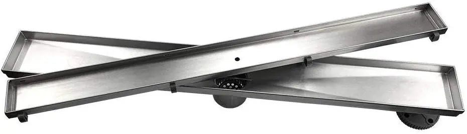 24 Inch Linear Shower Drain with Tile Insert Grate, Brushed Stainless Steel
