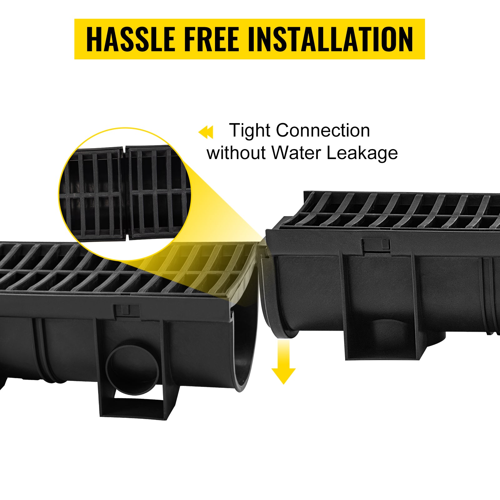 HDPE Trench Drain with Plastic Grate, Class B, 3 or 5 Pack